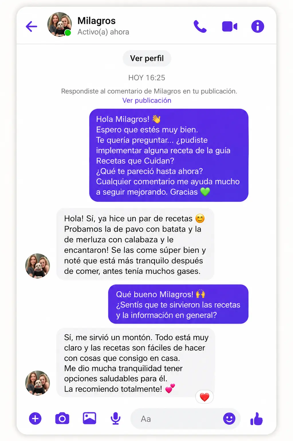 Testimonio real de Instagram