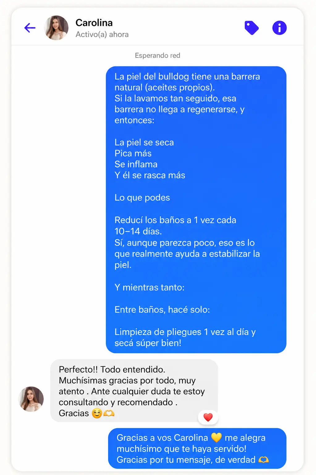 Testimonio real de Facebook